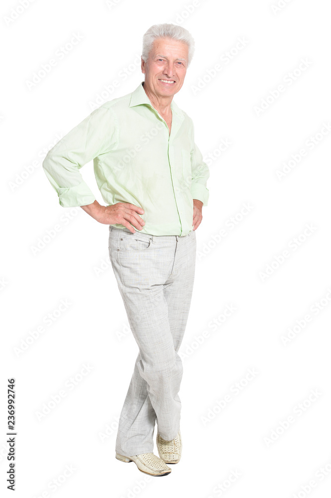 Portrait of senior man posing isolated on white background Portrait of senior man posing isolated on white background