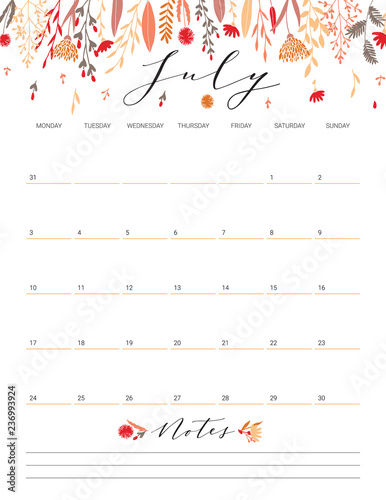 July flower calendar.