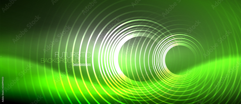 Neon circles abstract background, shiny lines Neon circles abstract background, shiny lines