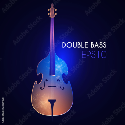 Double Bass. Music Instrument with Light Effects.