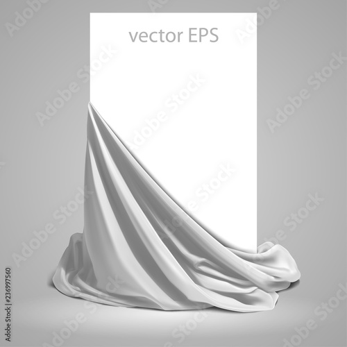 Beautifully draped white silk. Place for your text. Highly realistic illustration.