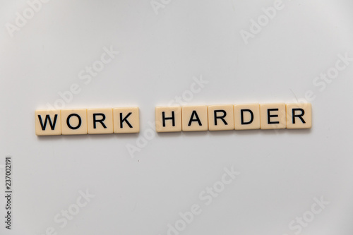 work harder letter blocks