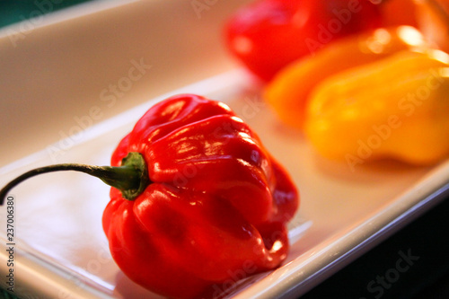 red peppers on a plate