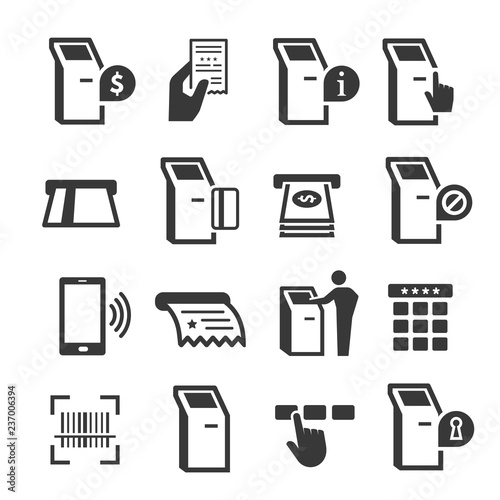 Kiosk terminal with interactive display icon set