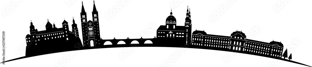 Würzburg skyline detailliert gebogen // Vektor