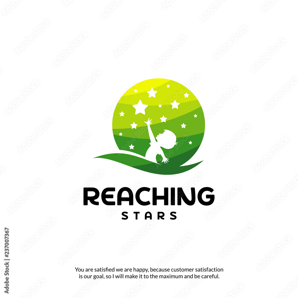 Reaching Stars Logo Design Template. Dream star logo. Emblem, Colorful, Creative Symbol, Icon Reaching Stars Logo Design Template. Dream star logo. Emblem, Colorful, Creative Symbol, Icon