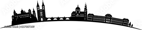 Würzburg skyline detailliert gebogen // Vektor