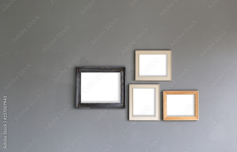Group of Blank photo frames on the wall for your design Group of Blank photo frames on the wall for your design