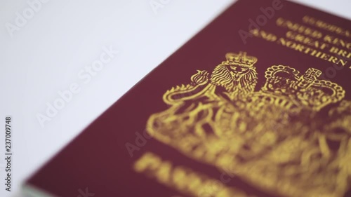 UK Passport HD Footage against a white background with a sliding camera move 