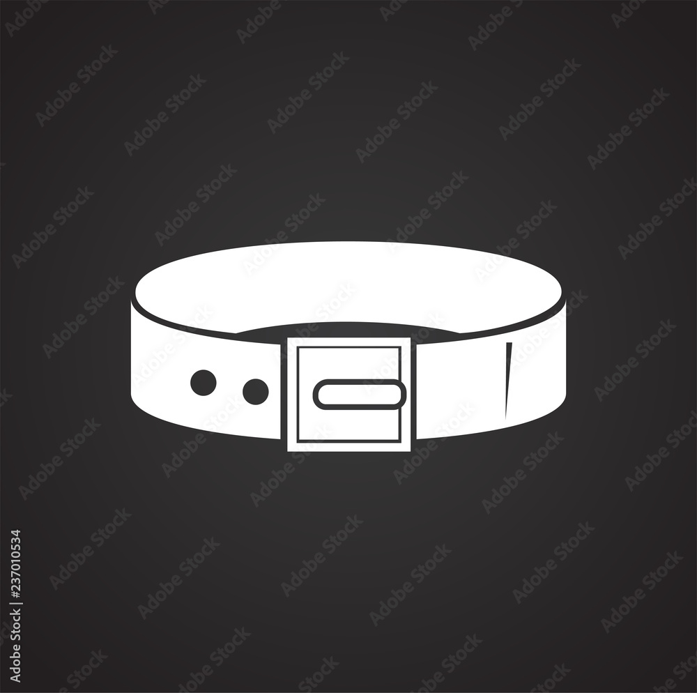 Pet collar icon on black background for graphic and web design, Modern simple vector sign. Internet concept. Trendy symbol for website design web button or mobile app Pet collar icon on black background for graphic and web design, Modern simple vector sign. Internet concept. Trendy symbol for website design web button or mobile app