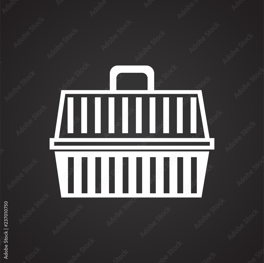 Pet carriage icon on black background for graphic and web design, Modern simple vector sign. Internet concept. Trendy symbol for website design web button or mobile app Pet carriage icon on black background for graphic and web design, Modern simple vector sign. Internet concept. Trendy symbol for website design web button or mobile app