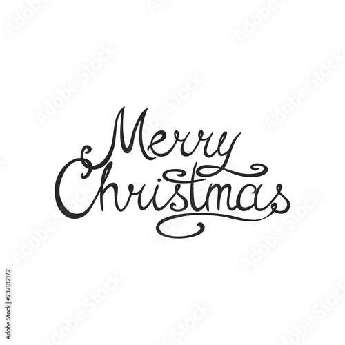 Winter holiday white simple background. Merry Christmas vector greeting card with calligraphy lettering