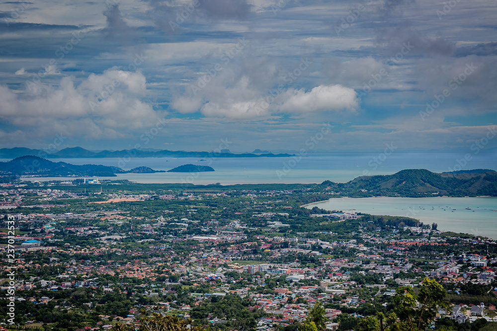 View of Phuket island from the observation square near the big Buddha.