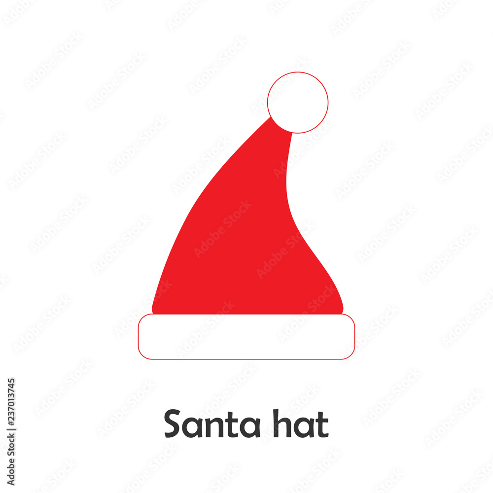 Santa hat in cartoon style, christmas card for kid, preschool activity for children, vector illustration Santa hat in cartoon style, christmas card for kid, preschool activity for children, vector illustration