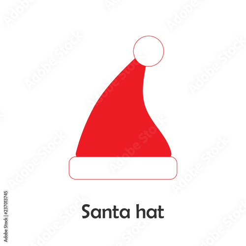 Santa hat in cartoon style, christmas card for kid, preschool activity for children, vector illustration