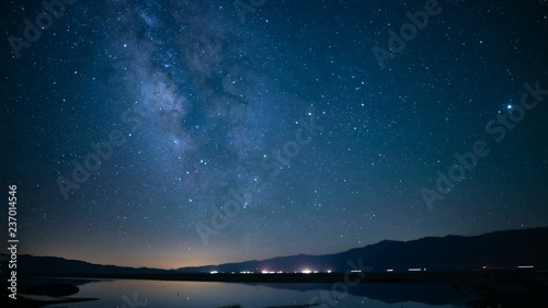 Milky Way Aquarids Meteor Shower Reflections on Lake Sierra Nevada Mts California USA