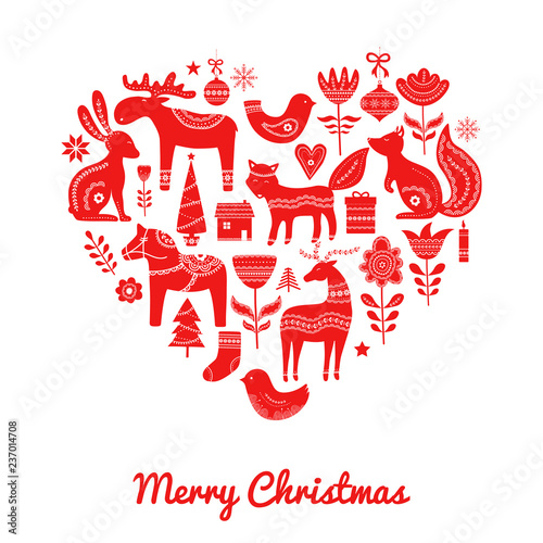 Christmas Scandinavian elements in heart