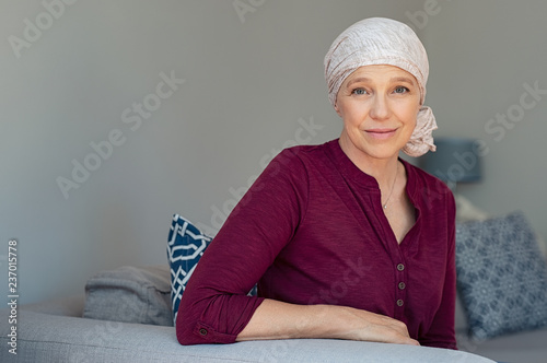 Mature woman suffering from cancer photo