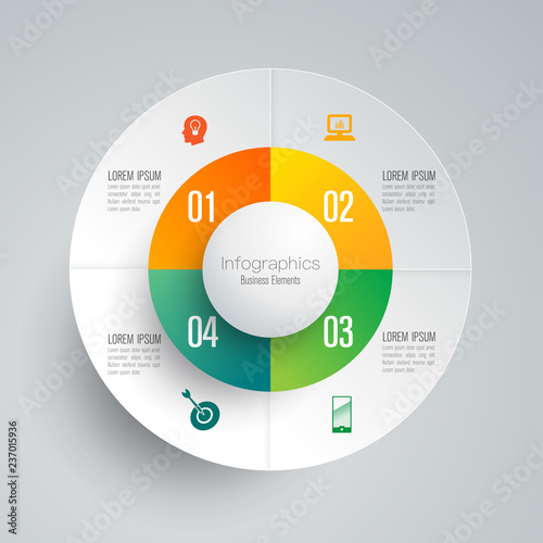 Infographics design vector and business icons with 4 options.