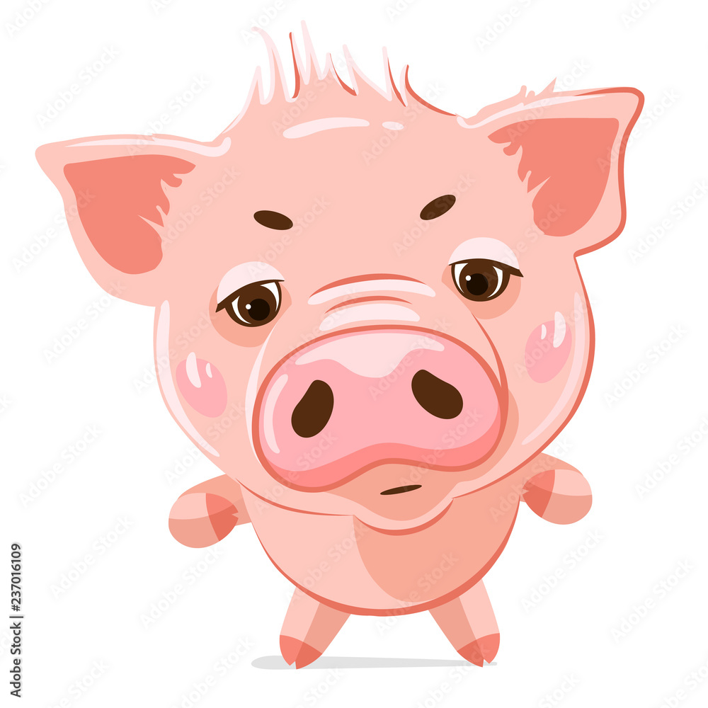 Cute little pig. Cartoon vector character. Vector illustration of cute funny emoji characters. Evil characters. Stickers. Flat style. Stock Vector | Adobe Stock Cute little pig. Cartoon vector character. Vector illustration of cute funny emoji characters. Evil characters. Stickers. Flat style. Stock Vector | Adobe Stock