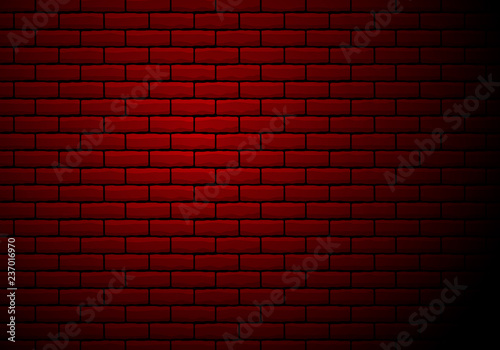 Red light glowed rustic brick wall stock vector