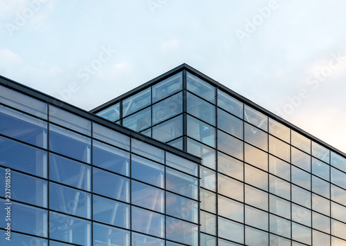 modern glass facade of the building