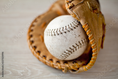 Baseball glove and ball