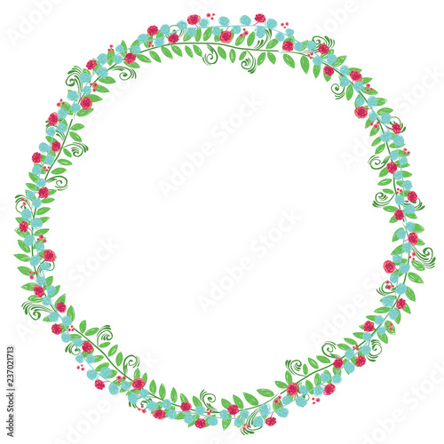 Vector floral colorful wreath on a white background.