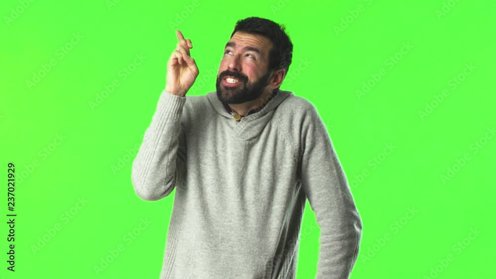 Man with beard on green screen chroma key background Man with beard on green screen chroma key background