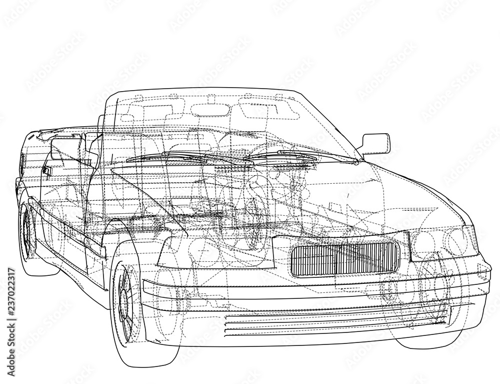 Car cabriolet concept. 3d illustration