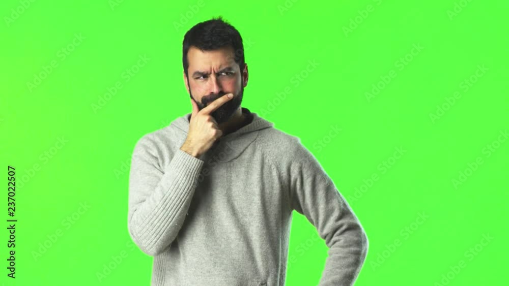 Man with beard on green screen chroma key background Man with beard on green screen chroma key background