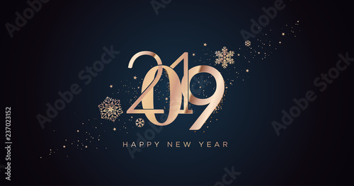 Business Happy New Year 2019 greeting card. Vector illustration concept for background, greeting card, website and mobile website banner, party invitation card, social media banner, marketing material