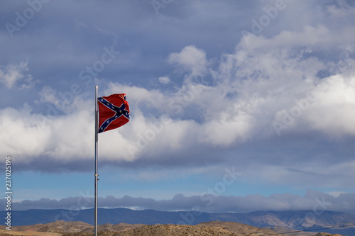 Confederate flag flutters on the wind