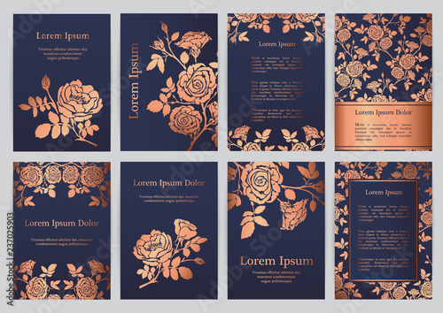 Vector templates for A4 with silhouette english roses