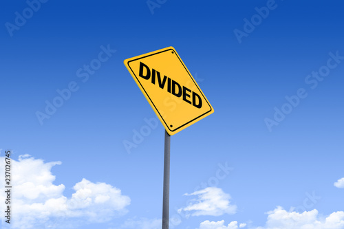 3D Illustration of a road sign _divided_angle1