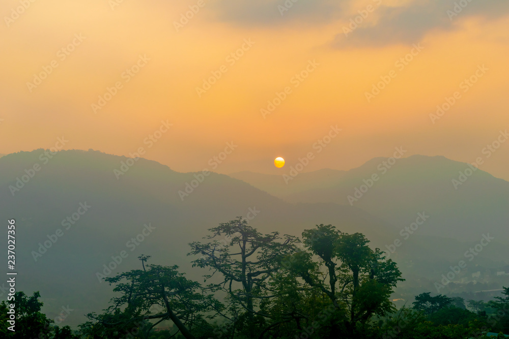 sunrise over the Garhwal Himalayan Range, Mussoorie