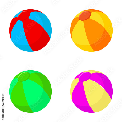 Beach balls. Set of different colors of balls. Vector illustration. EPS 10.