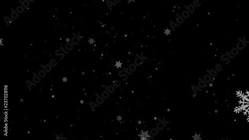 Beautiful Snowflakes - holiday background. Snow Snowfall Snowflake Particles Seamlessly Loop Black Alpha Green Screen Animation photo