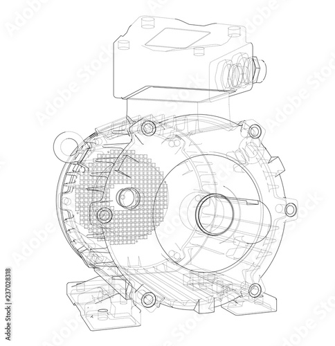 Electric motor outline. 3d illustration