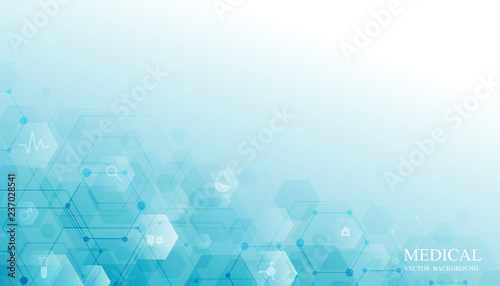 Abstract geometric shape  science concept on blue color  background. vector,illustration.
