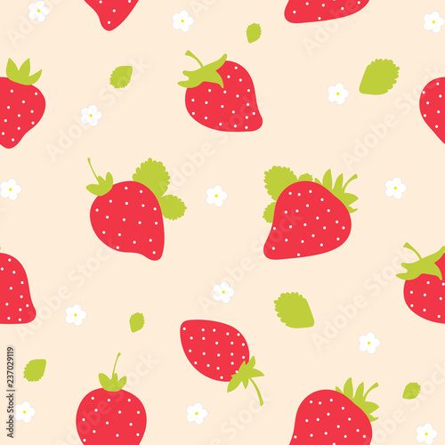 Fototapeta Naklejka Na Ścianę i Meble -  Seamless vector strawberry fruit pattern. illustration.