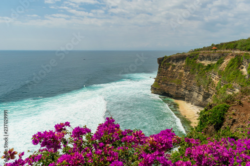 The cliff and the sea, Uluwatu beach, beautiful Bali