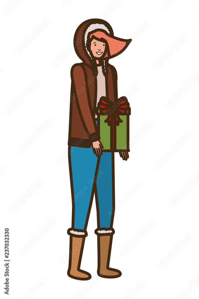 woman with christmas tree avatar character woman with christmas tree avatar character