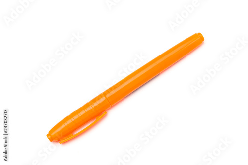 orange felt-tip pen isolated on white background