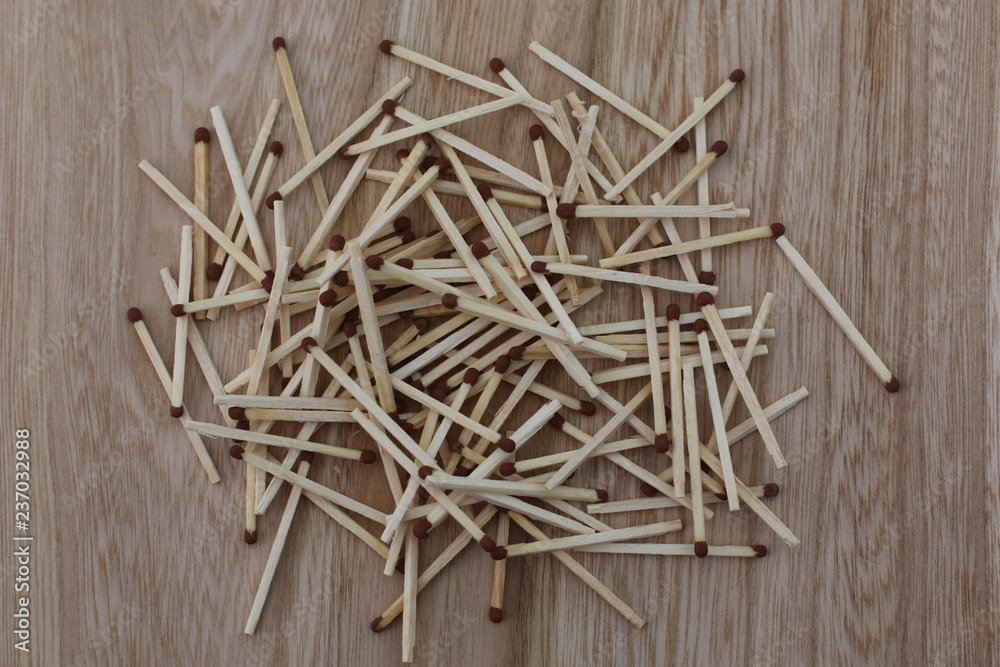 Matches on a wooden desk