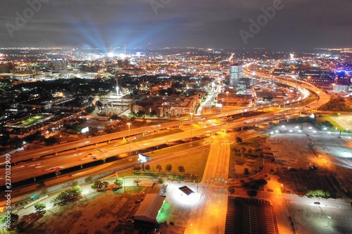 Aerial view of Dallas Texas at night
