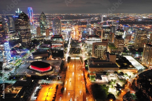 Aerial view of Dallas Texas at night