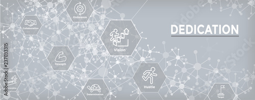 Persistence icon set with person climbing hill or mountain & persevering