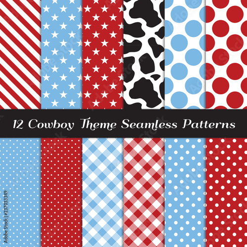 Cowboy Theme Seamless Vecto...