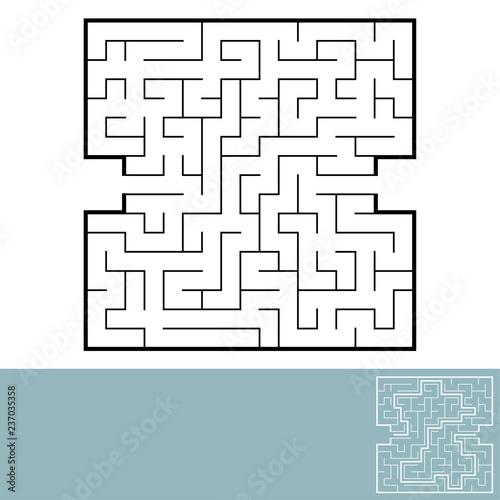 Abstract square maze. Game for kids. Puzzle for children. Labyrinth conundrum. Black flat vector illustration isolated on white background. With answer.
